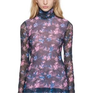 GANNI black printed turtle neck - size 38